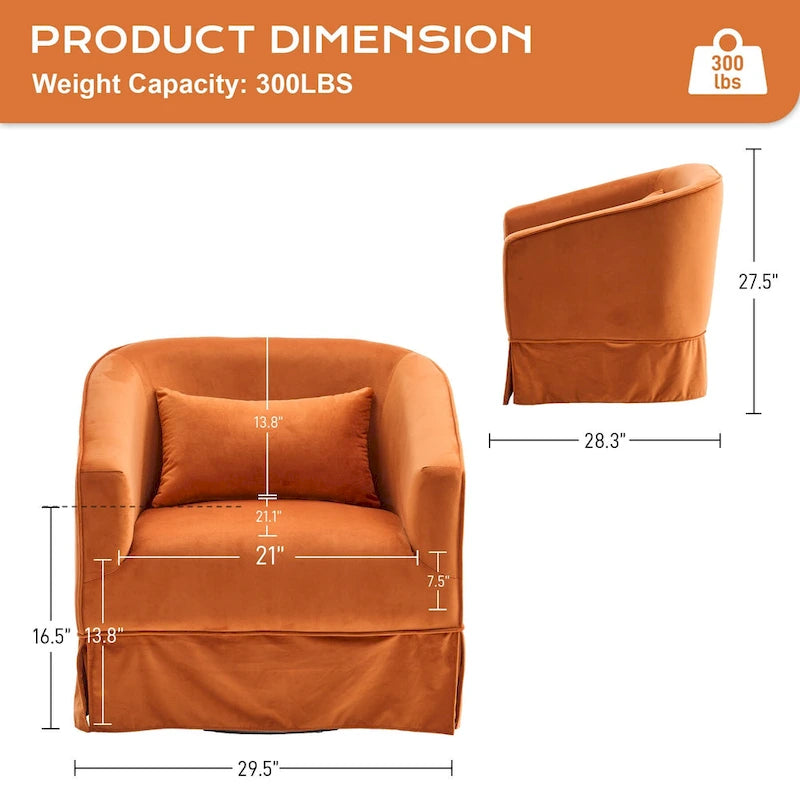 Ouyessir Lot de 2 fauteuils pivotants à 360 degrés, fauteuil d'appoint rembourré en tissu avec accoudoirs