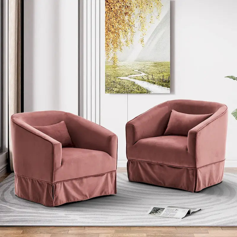 Ouyessir Lot de 2 fauteuils pivotants à 360 degrés, fauteuil d'appoint rembourré en tissu avec accoudoirs