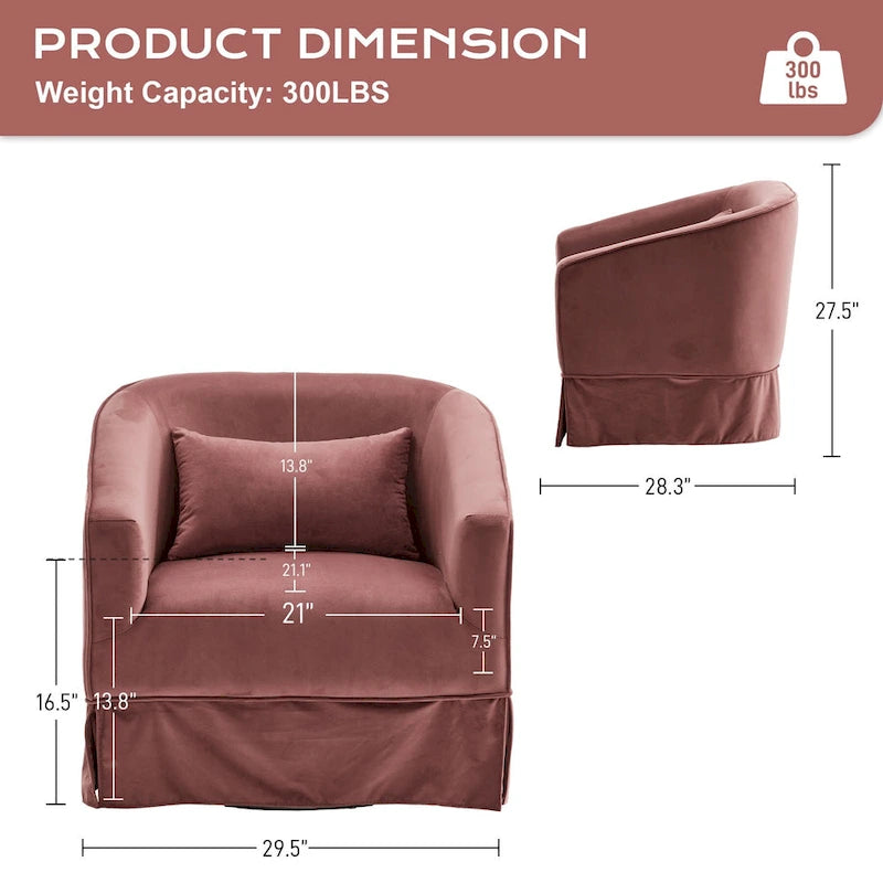 Ouyessir Lot de 2 fauteuils pivotants à 360 degrés, fauteuil d'appoint rembourré en tissu avec accoudoirs