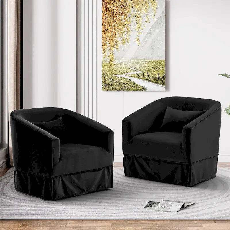 Ouyessir Lot de 2 fauteuils pivotants à 360 degrés, fauteuil d'appoint rembourré en tissu avec accoudoirs