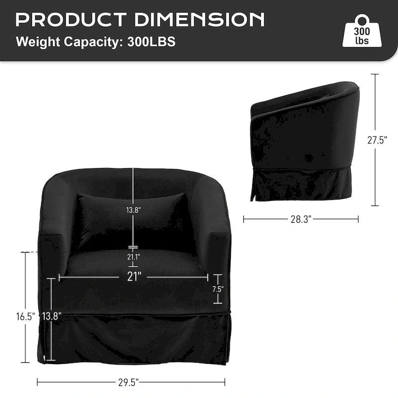 Ouyessir Lot de 2 fauteuils pivotants à 360 degrés, fauteuil d'appoint rembourré en tissu avec accoudoirs