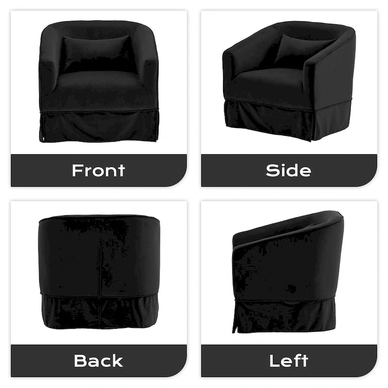 Ouyessir Lot de 2 fauteuils pivotants à 360 degrés, fauteuil d'appoint rembourré en tissu avec accoudoirs