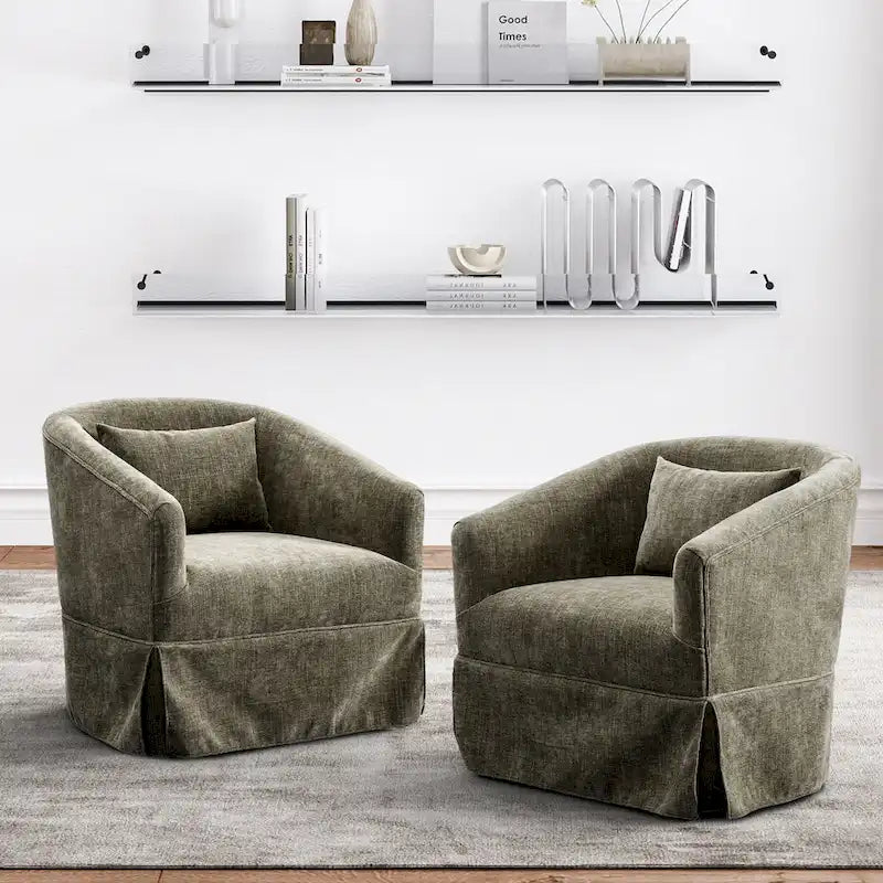 Ouyessir Lot de 2 fauteuils pivotants à 360 degrés, fauteuil d'appoint rembourré en tissu avec accoudoirs