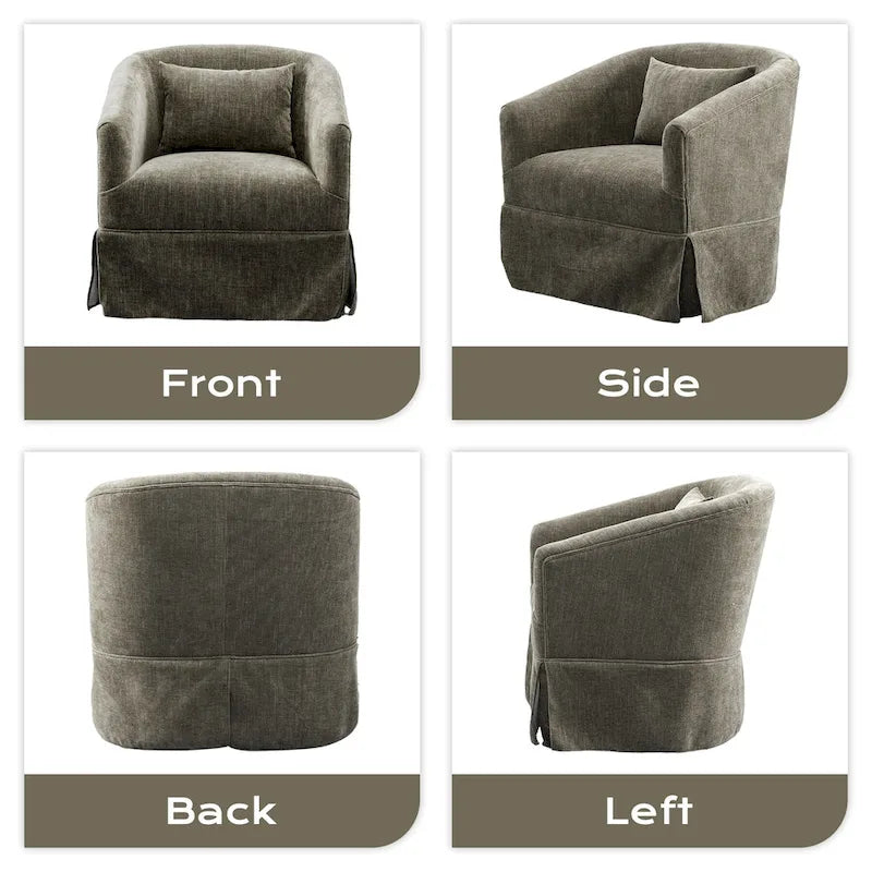 Ouyessir Lot de 2 fauteuils pivotants à 360 degrés, fauteuil d'appoint rembourré en tissu avec accoudoirs