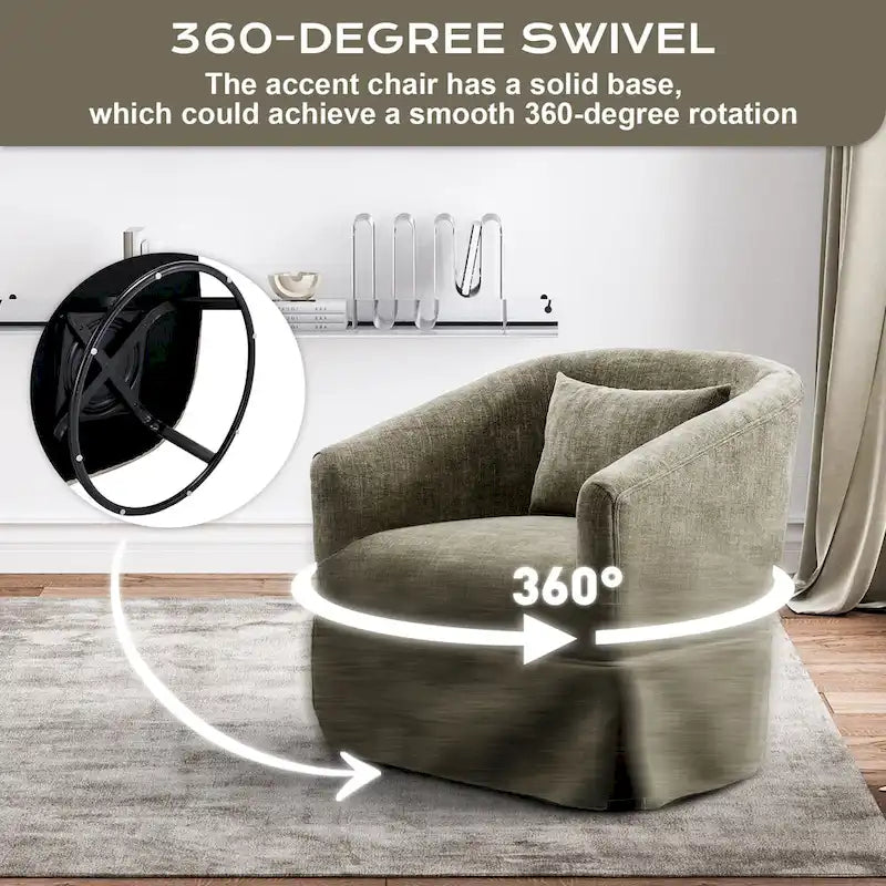 Ouyessir Lot de 2 fauteuils pivotants à 360 degrés, fauteuil d'appoint rembourré en tissu avec accoudoirs