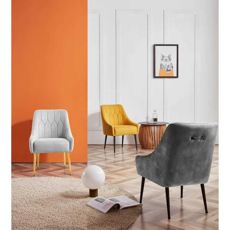 Corvus Abigail - Fauteuil d'appoint rembourré avec pieds en métal