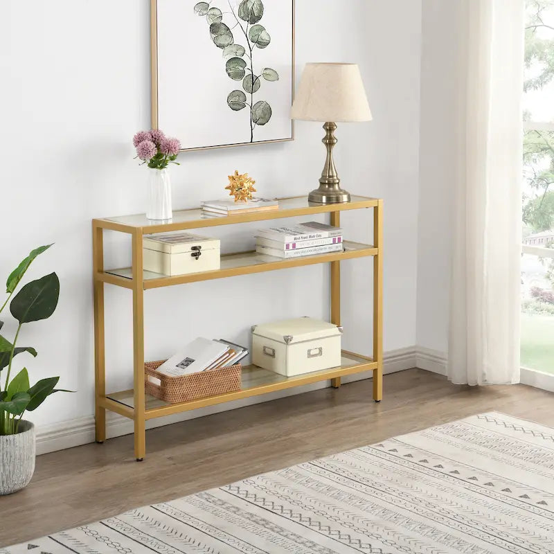 Carolina Living Chrysalis - Console 3 plateaux en verre - Or