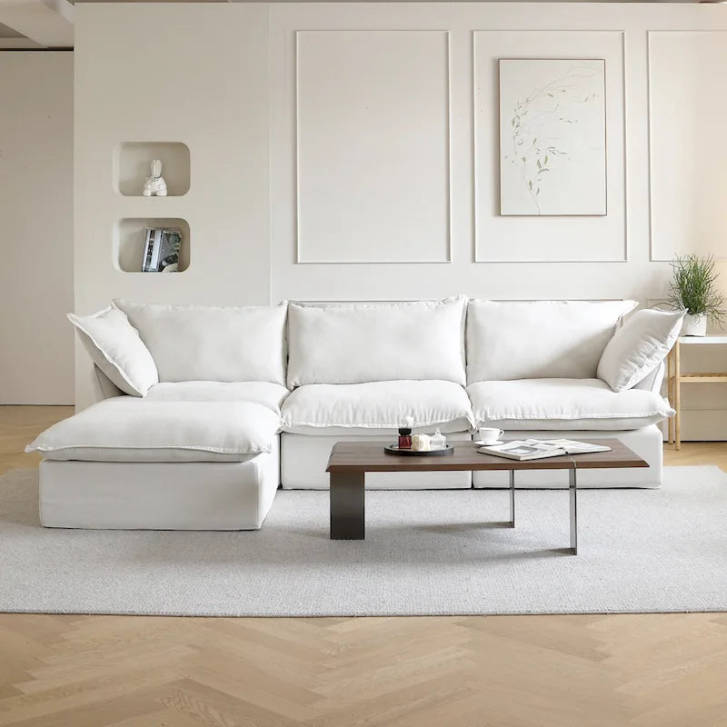 123 Upholstered Sectional Sofa Minimalist Velvet Couch
