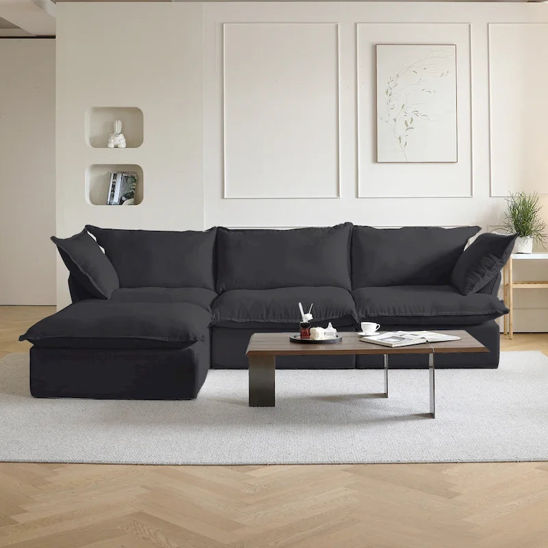 123 Canapé d'angle rembourré en velours minimaliste