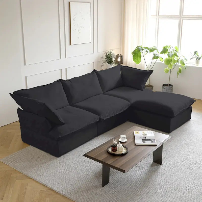 123 Canapé d'angle rembourré en velours minimaliste