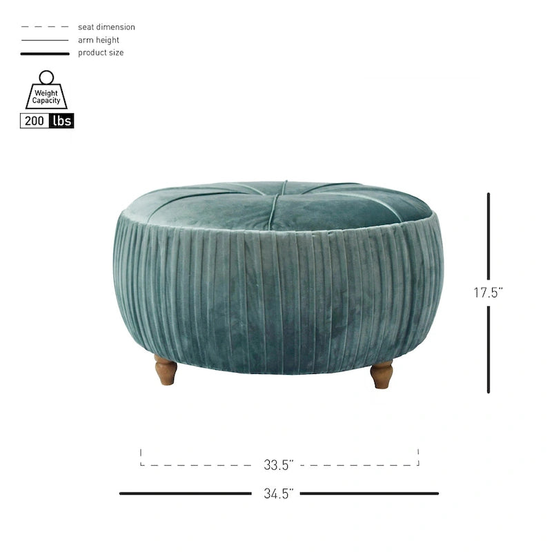 Pouf rond en velours Helena