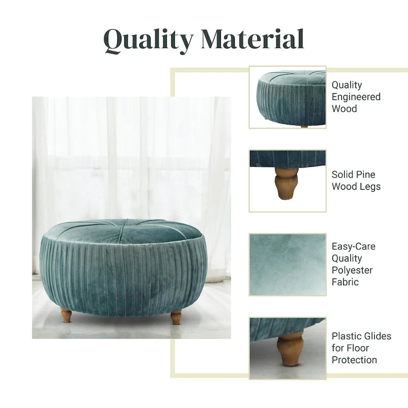 Pouf rond en velours Helena