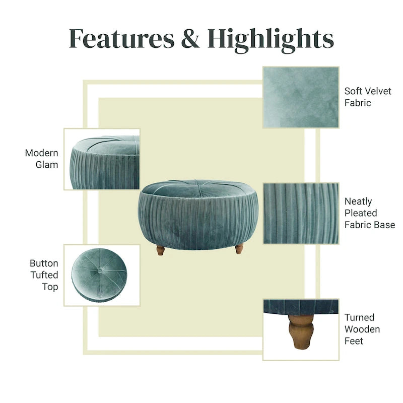Pouf rond en velours Helena