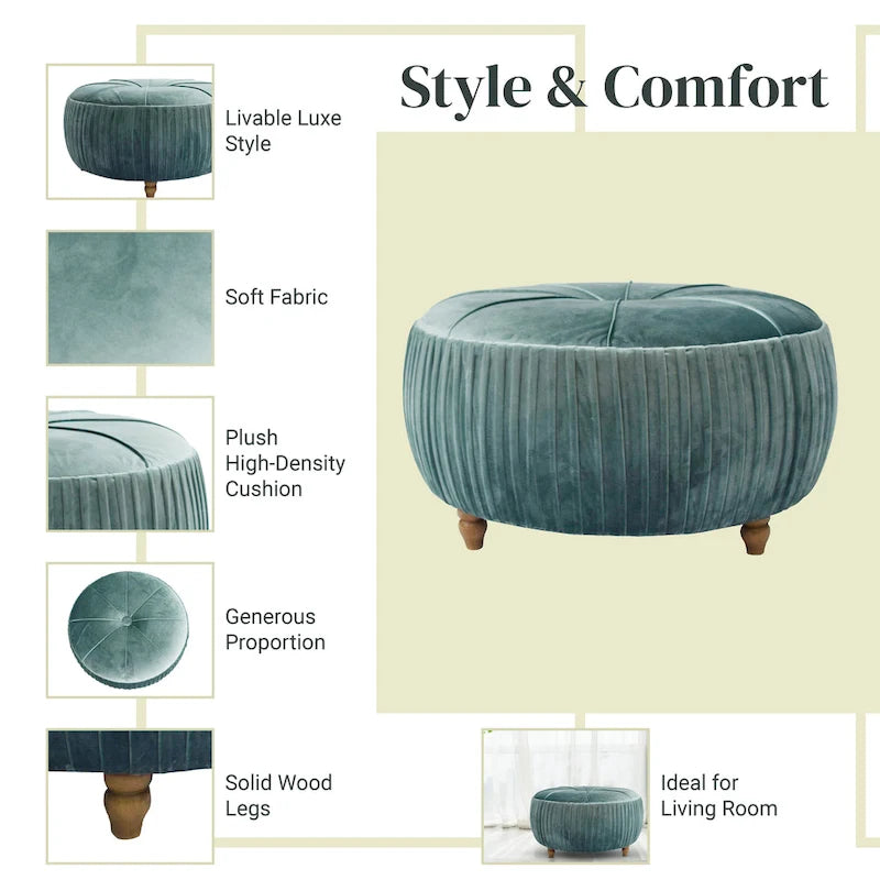 Pouf rond en velours Helena