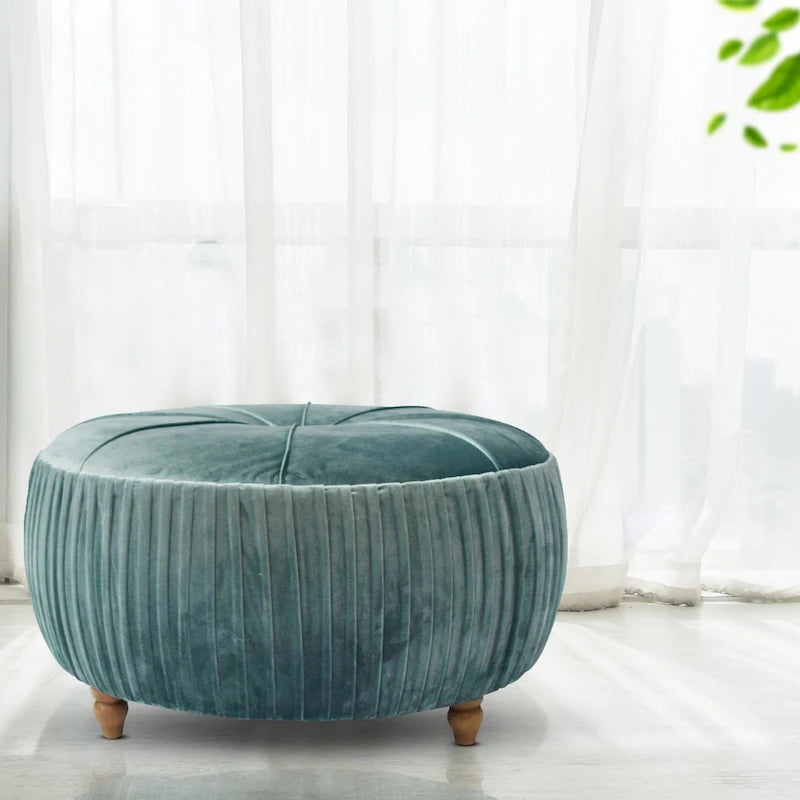 Pouf rond en velours Helena