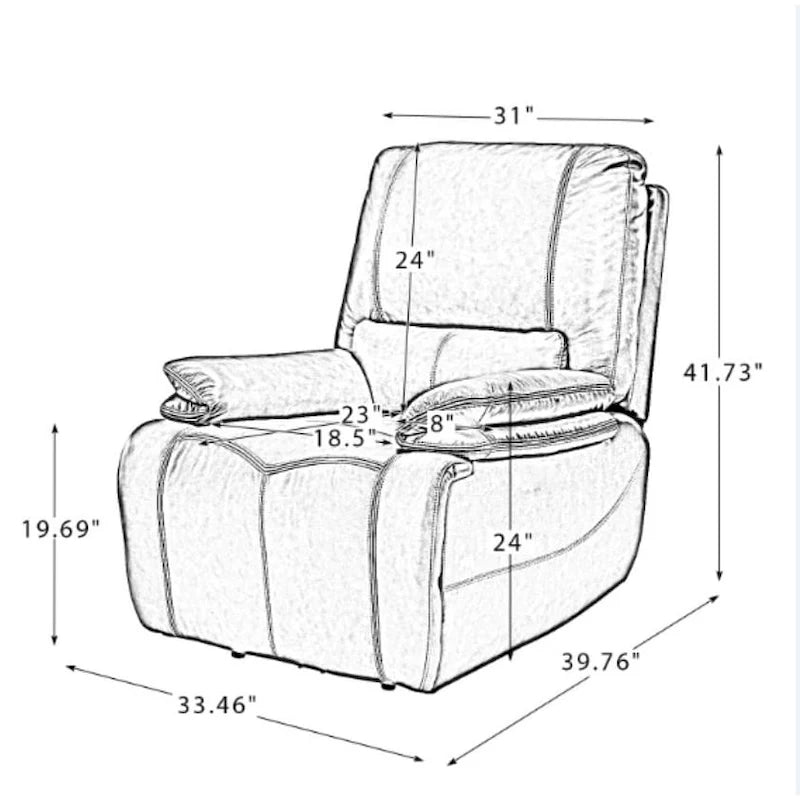 Fauteuil inclinable électrique en cuir véritable Mercedes avec coussin rembourré