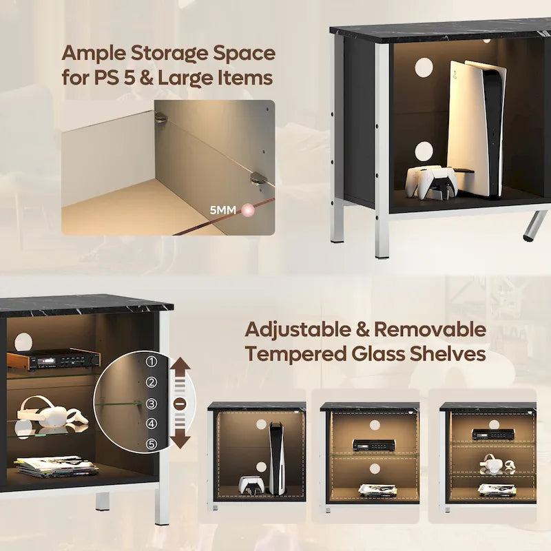 Meubles TV avec cheminée pour téléviseurs de 75 pouces Meuble TV console de divertissement de jeu - 71 pouces