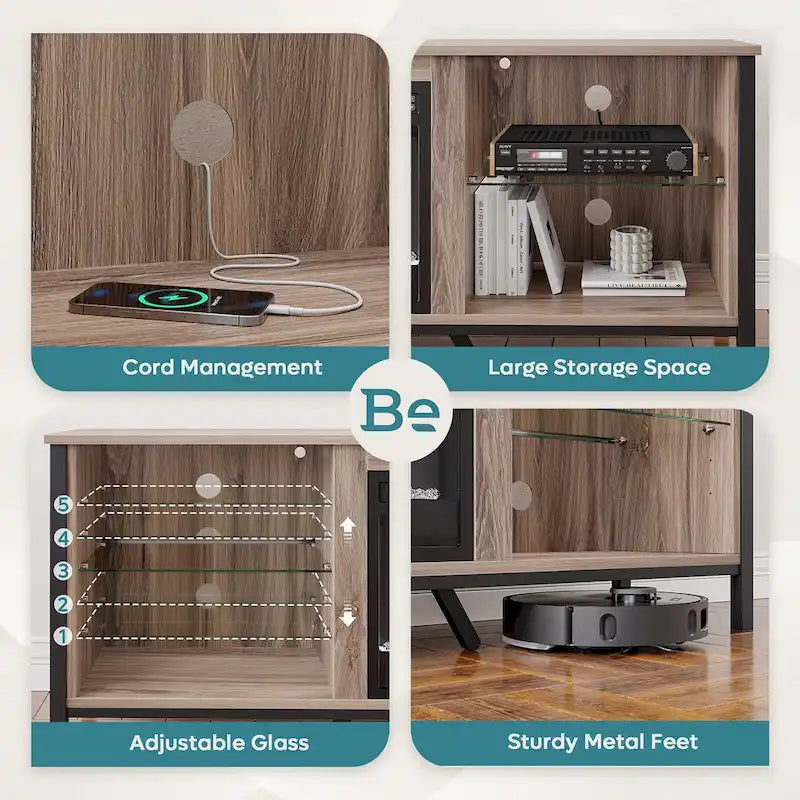 Meubles TV avec cheminée pour téléviseurs de 75 pouces Meuble TV console de divertissement de jeu - 71 pouces