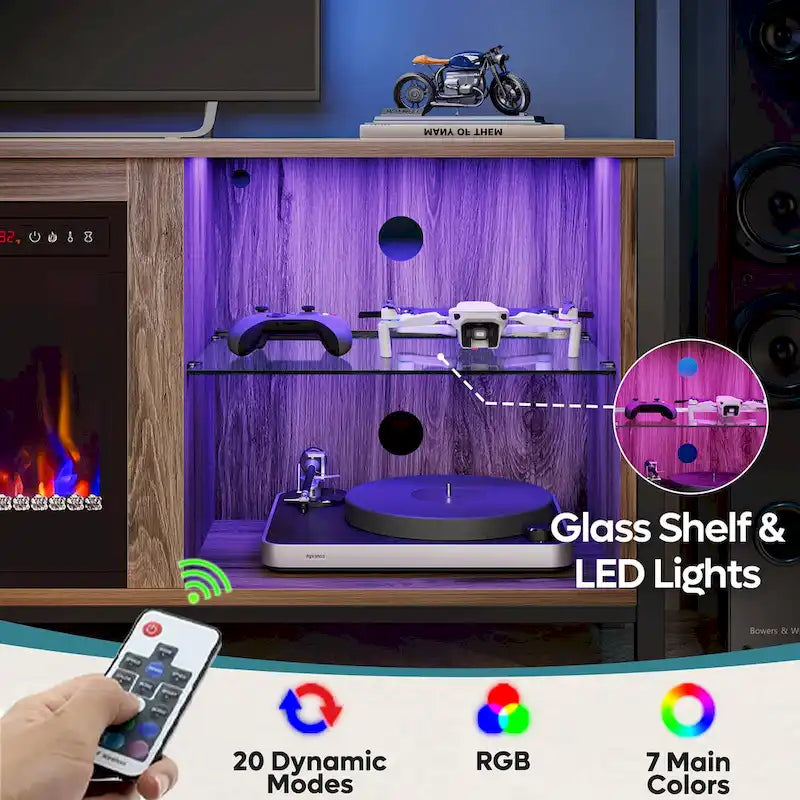 Meubles TV avec cheminée pour téléviseurs de 75 pouces Meuble TV console de divertissement de jeu - 71 pouces