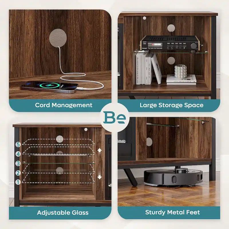 Meubles TV avec cheminée pour téléviseurs de 75 pouces Meuble TV console de divertissement de jeu - 71 pouces