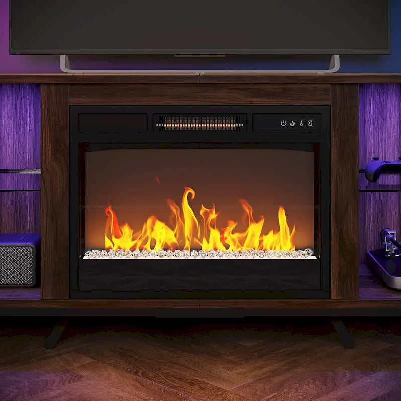 Meubles TV avec cheminée pour téléviseurs de 75 pouces Meuble TV console de divertissement de jeu - 71 pouces