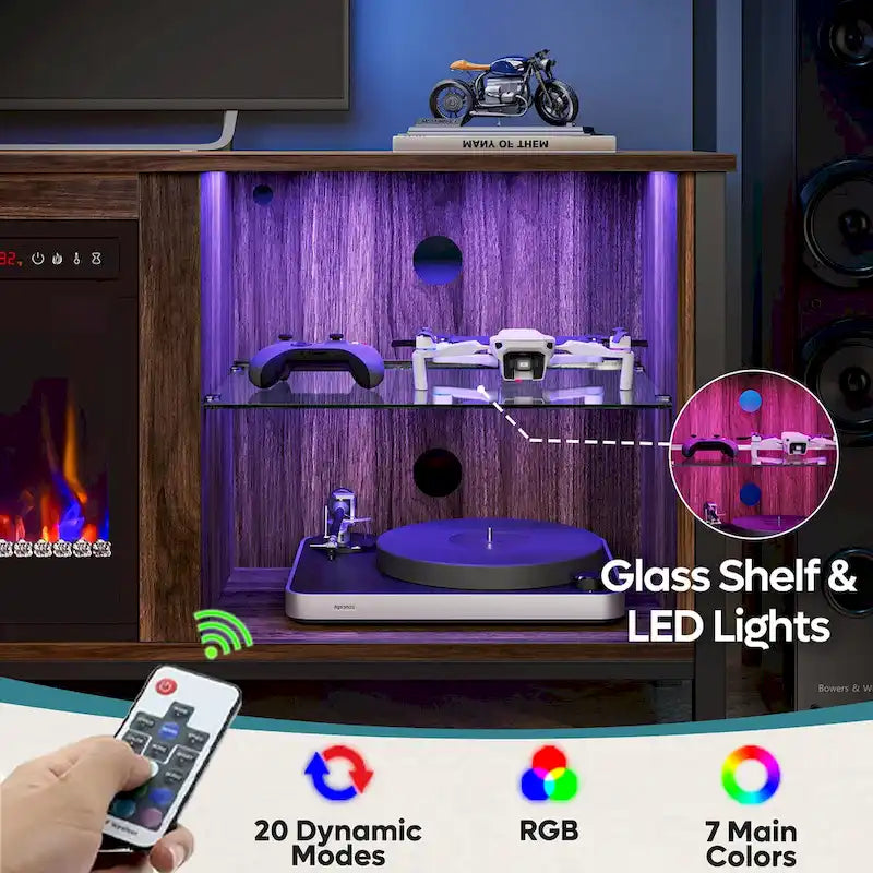 Meubles TV avec cheminée pour téléviseurs de 75 pouces Meuble TV console de divertissement de jeu - 71 pouces