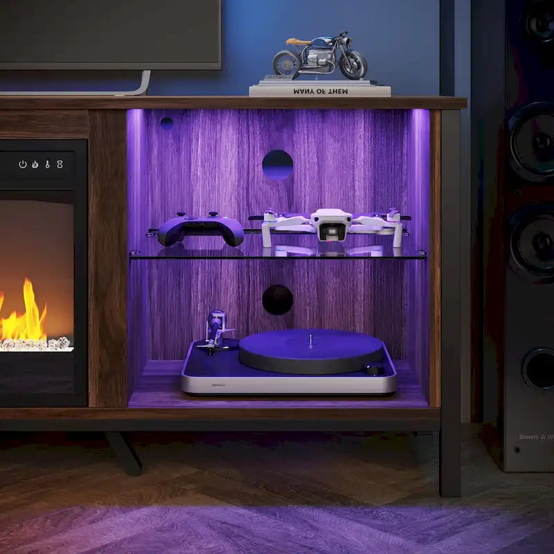 Meubles TV avec cheminée pour téléviseurs de 75 pouces Meuble TV console de divertissement de jeu - 71 pouces