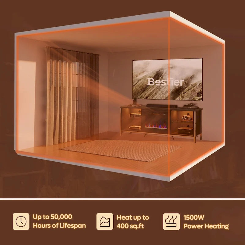 Meubles TV avec cheminée pour téléviseurs de 75 pouces Meuble TV console de divertissement de jeu - 71 pouces