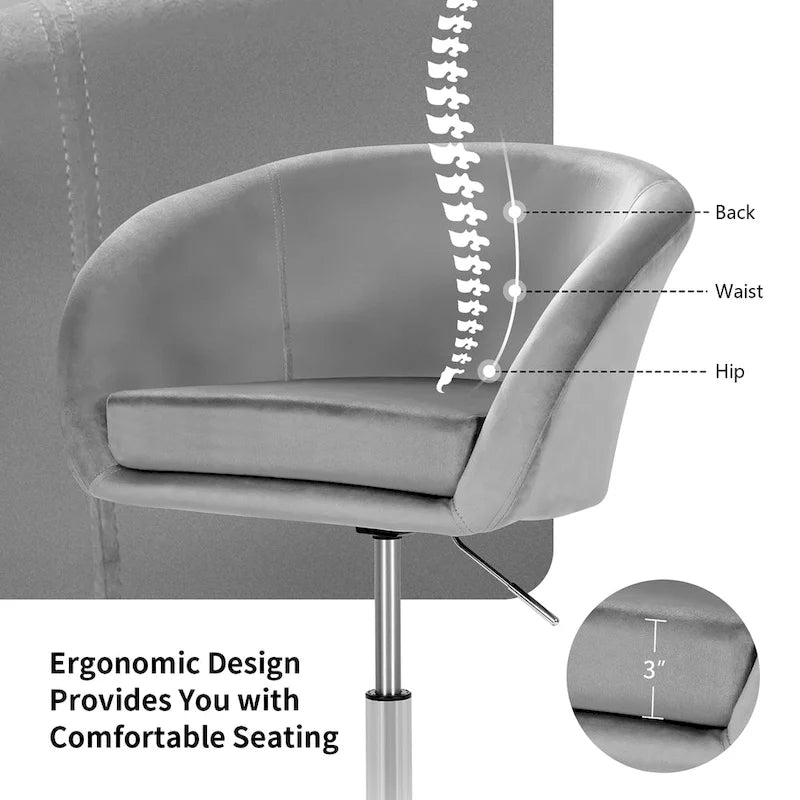 Chaise de coiffeuse réglable en hauteur, chaise de loisirs pivotante moderne en velours