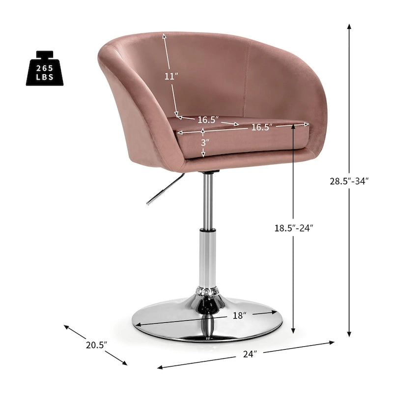 Chaise de coiffeuse réglable en hauteur, chaise de loisirs pivotante moderne en velours