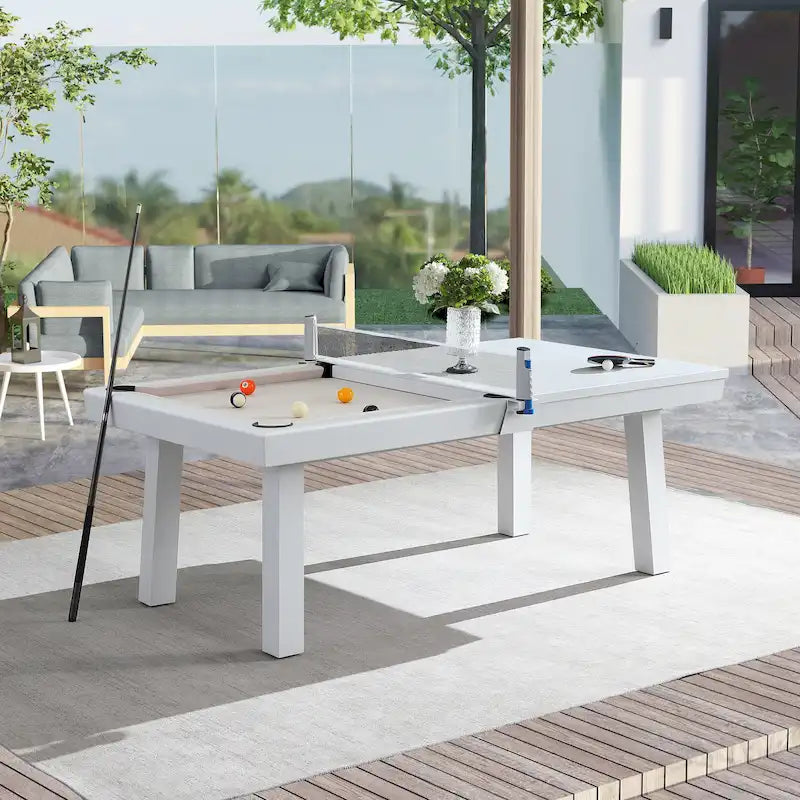 Table de billard 8 pieds en ardoise Laguna intérieure/extérieure avec plateau de salle à manger et accessoires