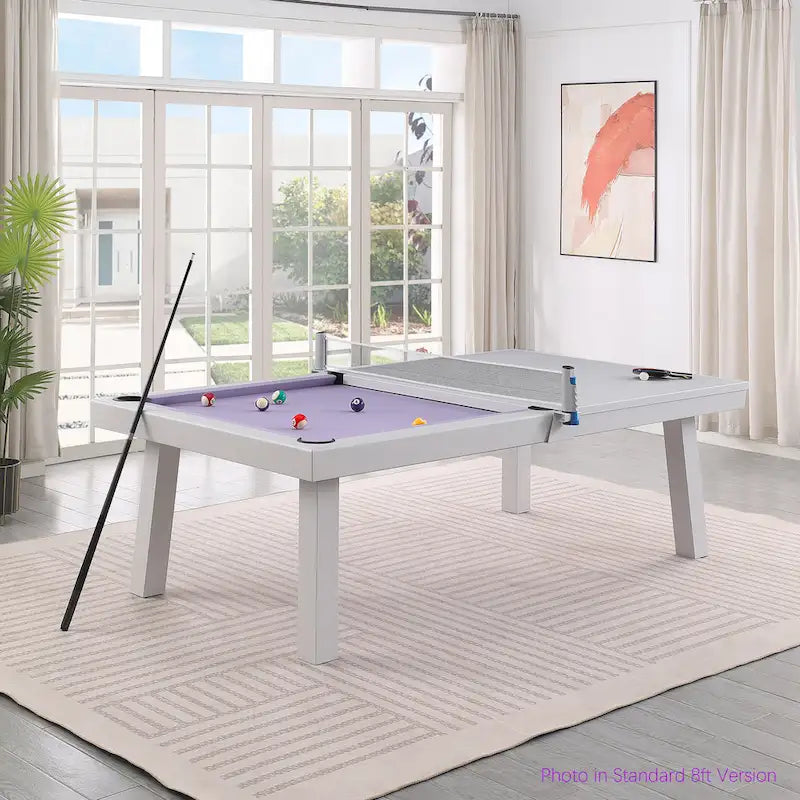 Table de billard 8 pieds en ardoise Laguna intérieure/extérieure avec plateau de salle à manger et accessoires