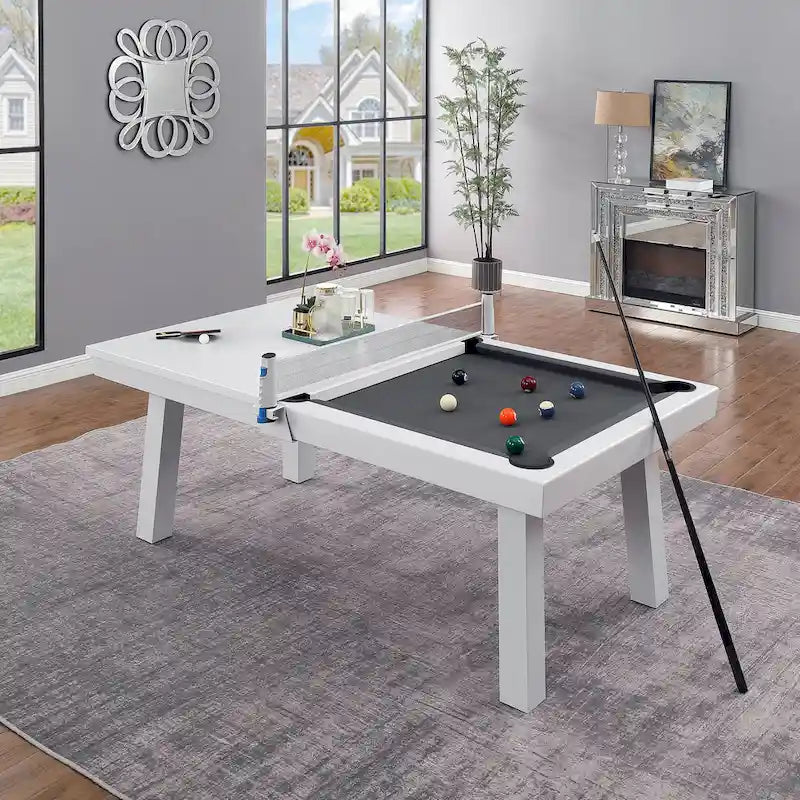 Table de billard 8 pieds en ardoise Laguna intérieure/extérieure avec plateau de salle à manger et accessoires