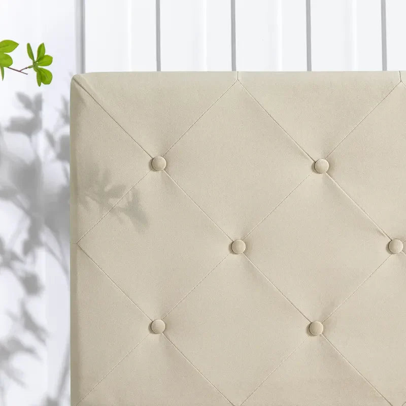 Cadre de lit plateforme matelassé beige à motif diamant Priage by ZINUS