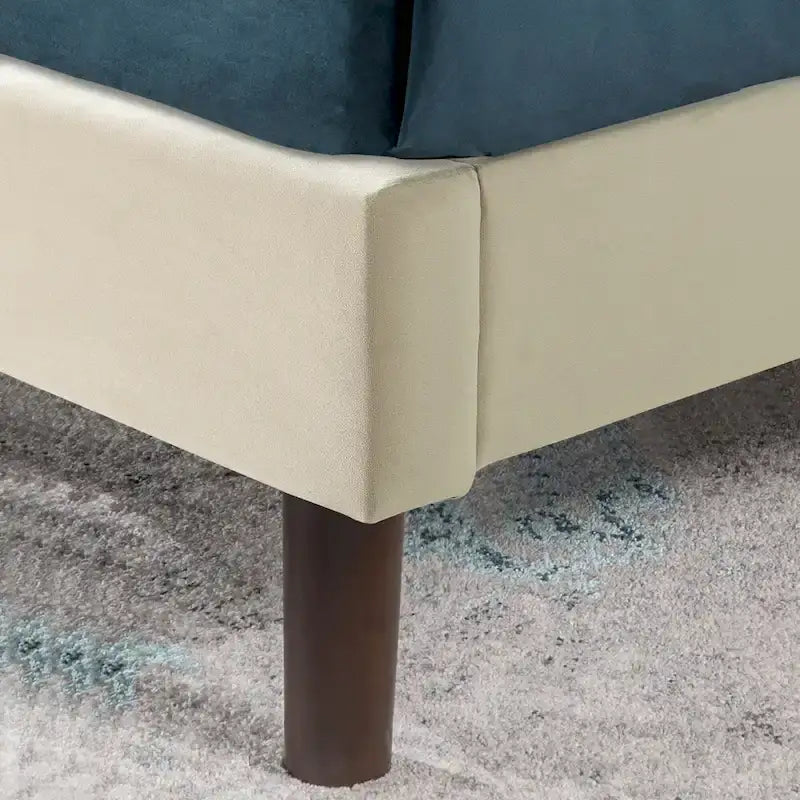 Cadre de lit plateforme matelassé beige à motif diamant Priage by ZINUS