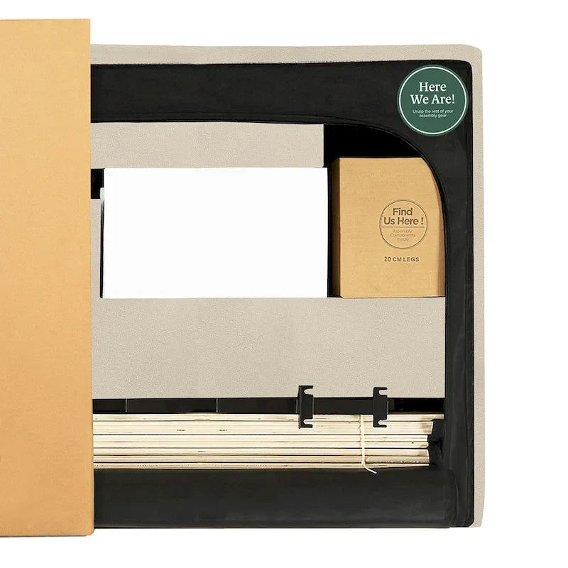 Cadre de lit plateforme matelassé beige à motif diamant Priage by ZINUS