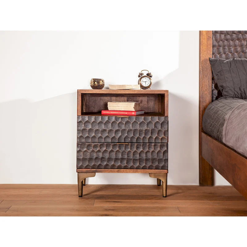 Commode de chevet bicolore en bois de manguier Vallarta