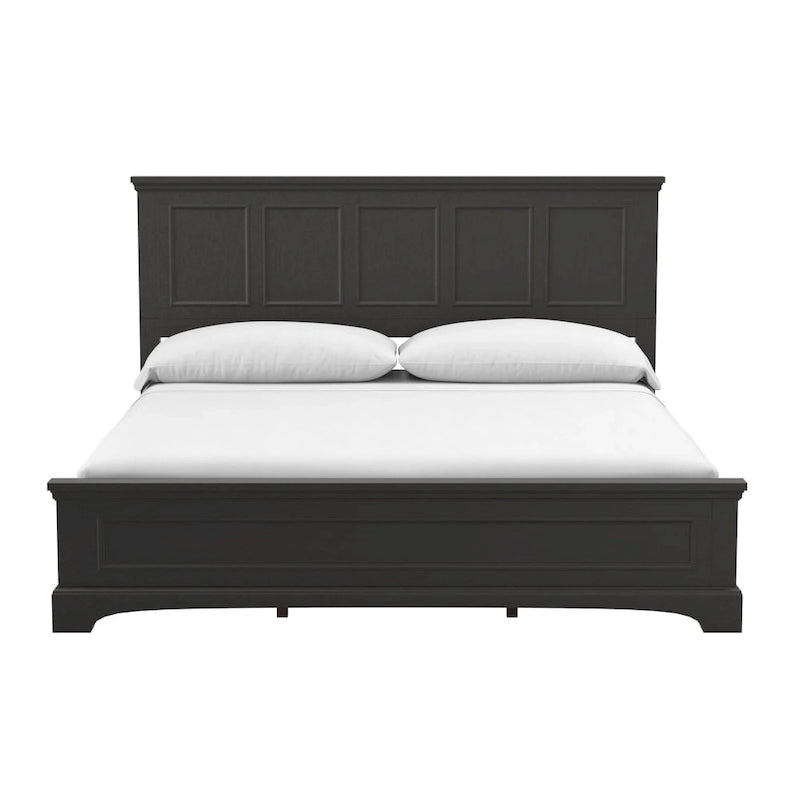 Ensemble de lit à panneaux style rustique, fini noir, de la collection Farmhouse Basics