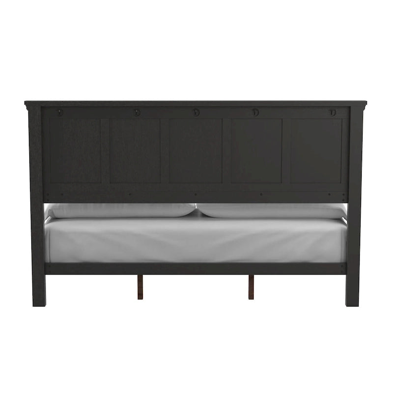 Ensemble de lit à panneaux style rustique, fini noir, de la collection Farmhouse Basics