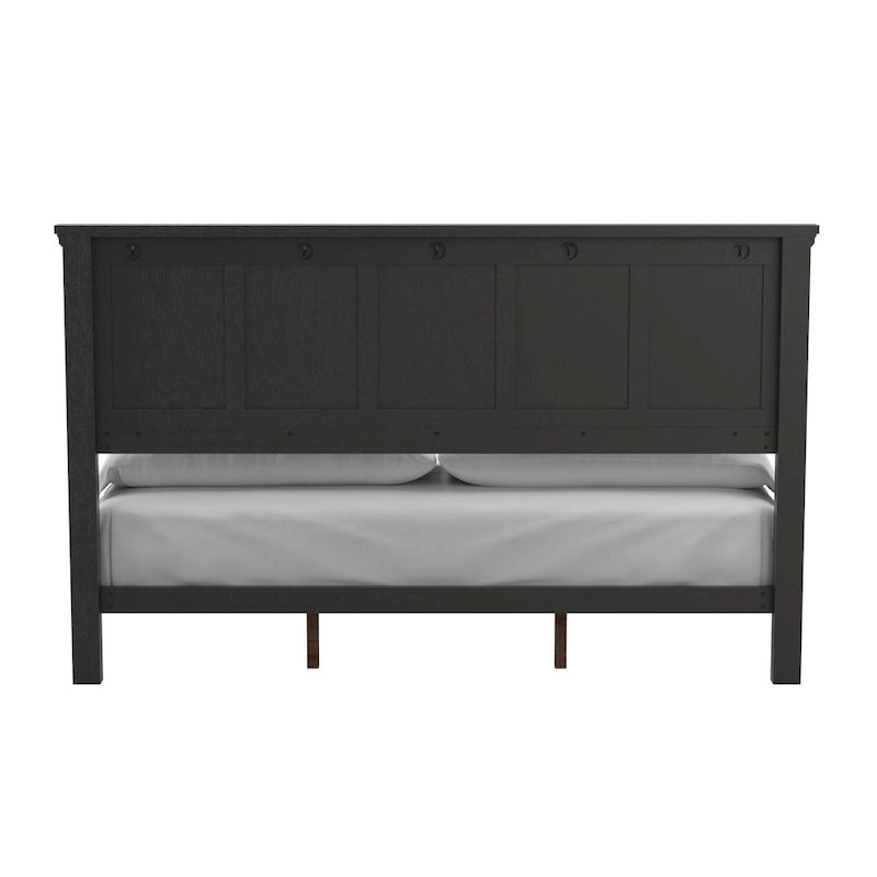 Ensemble de lit à panneaux style rustique, fini noir, de la collection Farmhouse Basics