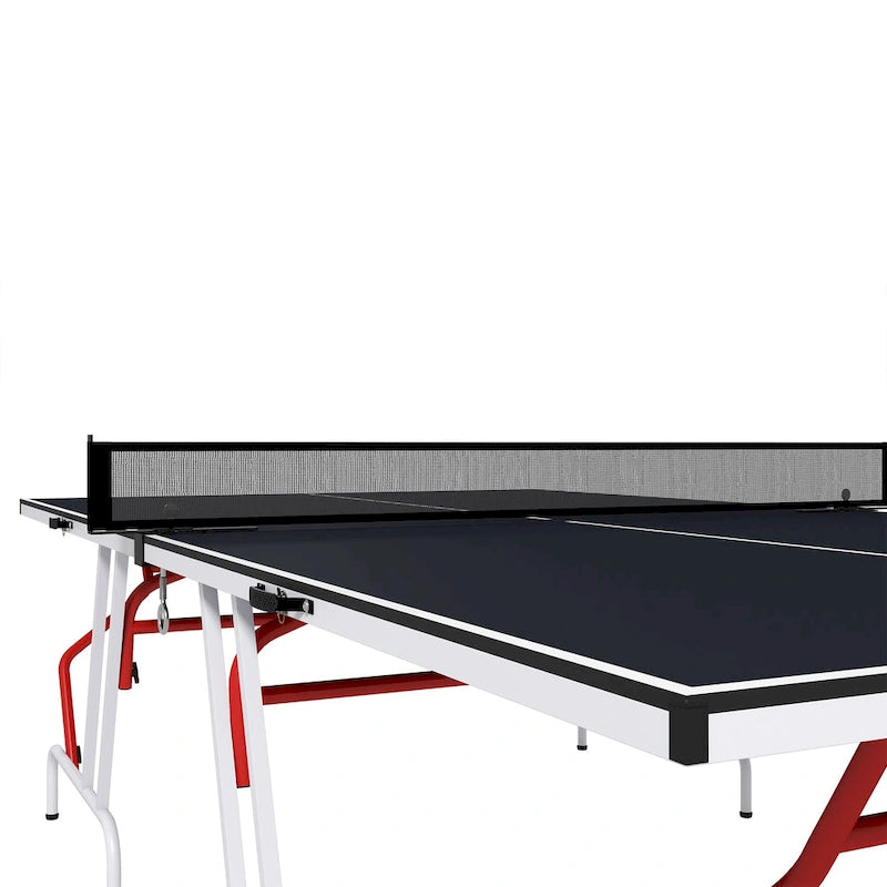 Table de tennis de table pleine grandeur Soozier, se plie en quatre, table de tennis de table portable avec filet, raquettes, balles, MDF, gris anthracite