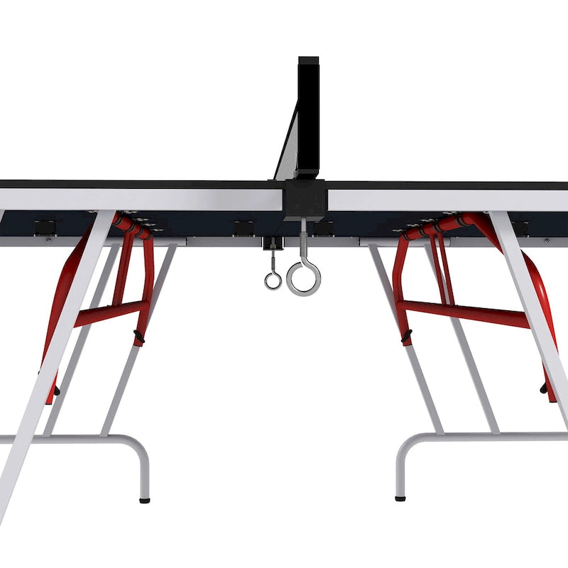 Table de tennis de table pleine grandeur Soozier, se plie en quatre, table de tennis de table portable avec filet, raquettes, balles, MDF, gris anthracite