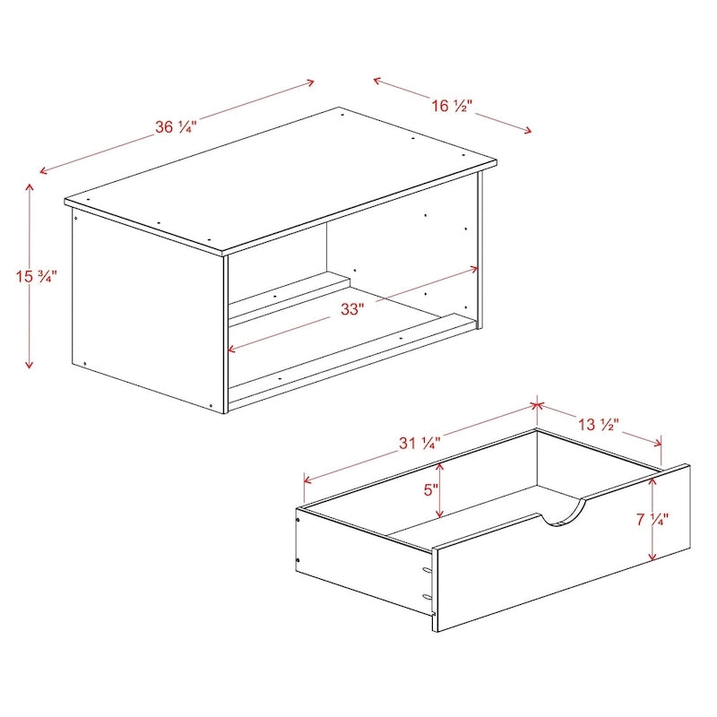 Commode intérieure 2 tiroirs en bois massif pour armoire 4 portes Cosmo de Palace Imports