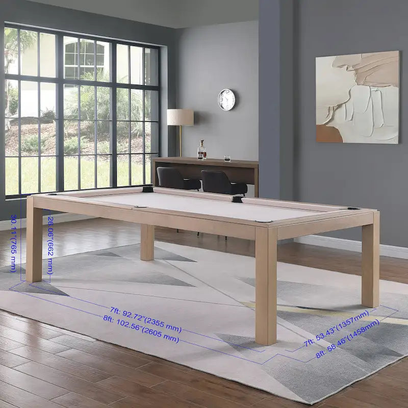 Table de billard Olivia en frêne flotté de 8 pieds avec plateau de salle à manger