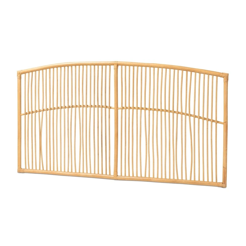 Tête de lit murale Malvina en rotin naturel, style bohème moderne - Grand lit