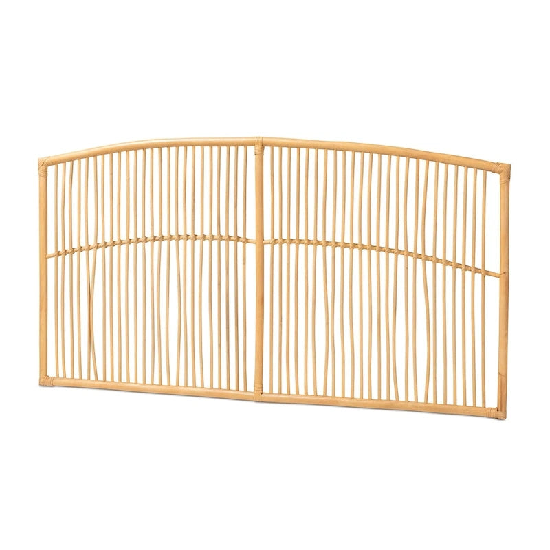 Tête de lit murale Malvina en rotin naturel, style bohème moderne - Grand lit