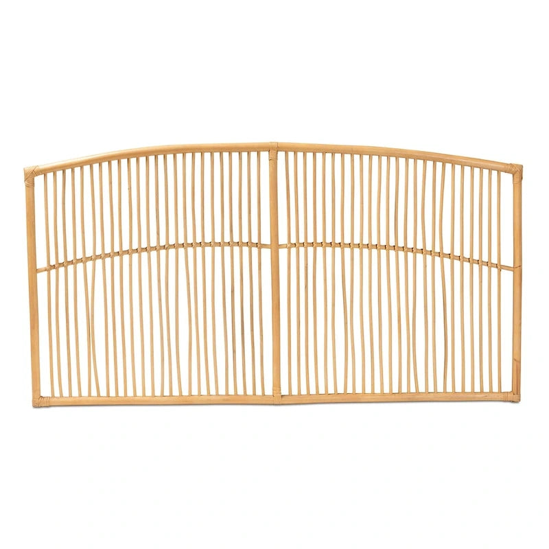 Tête de lit murale Malvina en rotin naturel, style bohème moderne - Grand lit