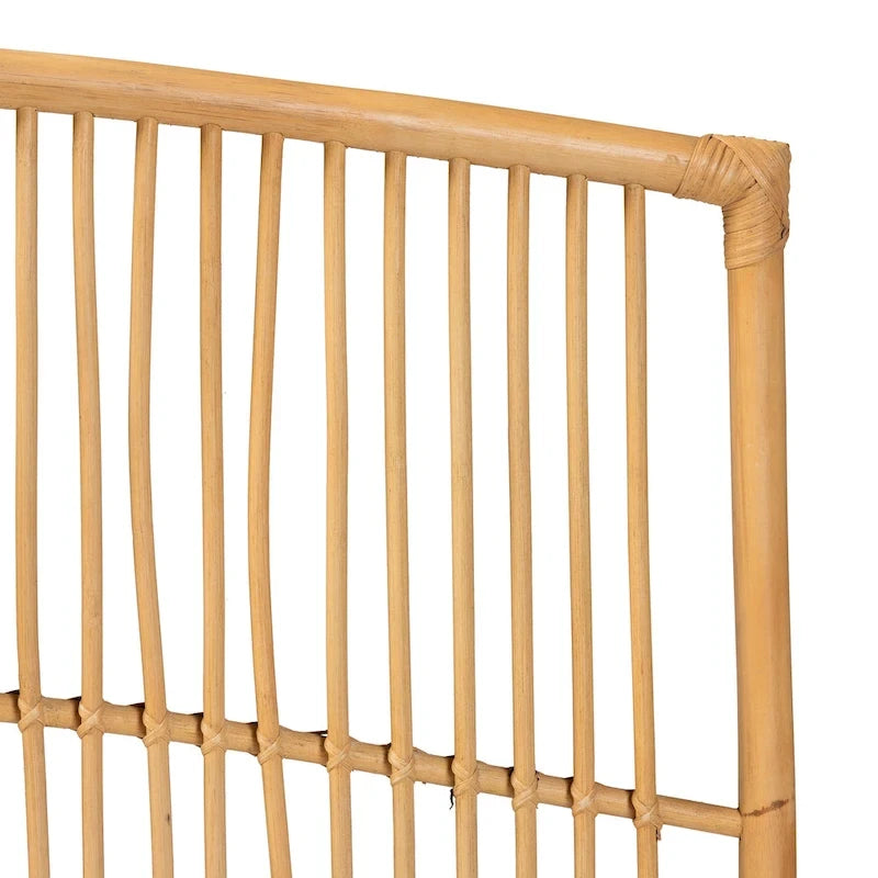 Tête de lit murale Malvina en rotin naturel, style bohème moderne - Grand lit