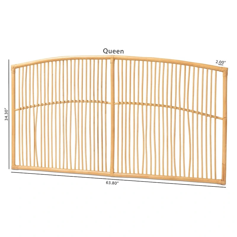 Tête de lit murale Malvina en rotin naturel, style bohème moderne - Grand lit