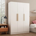 Timechee 47.2 Armoire de rangement pour vêtements avec poignées en bois massif Blanc
